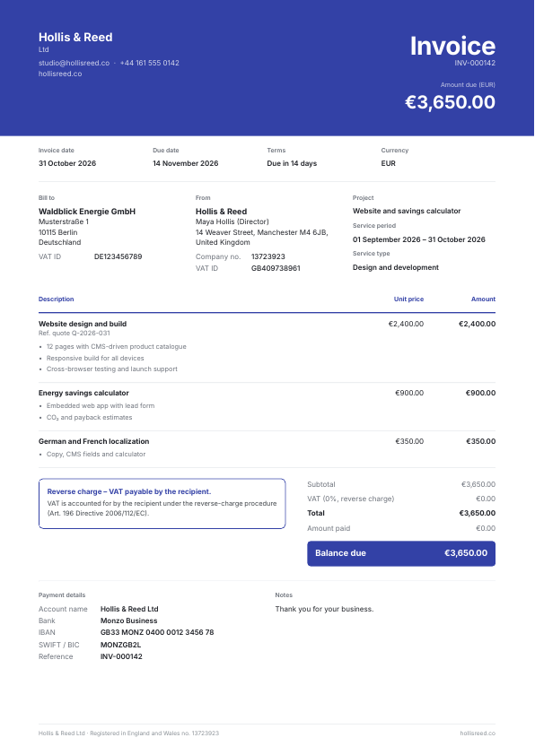Bold invoice template: an example PDF invoice